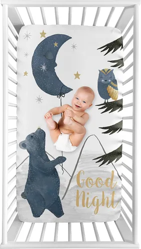 Miniatura 9 de Sábana bajera ajustable para cuna de árbol triangular en blanco y negro para Bear Mountain Colección de acuarela por Sweet Jojo Designs Árbol Geo