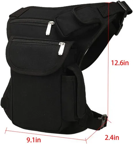 Miniatura 7 de Riñonera de lona, riñonera multiusos para carreras, táctica, de pierna caída, para motocicleta, ciclismo al aire libre, bolsa de muslo, Negro