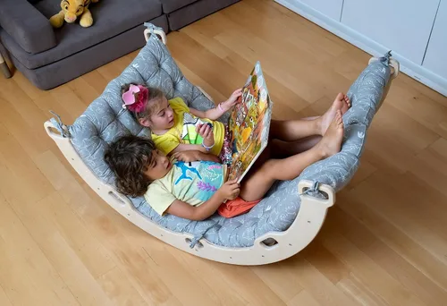 Miniatura 17 de Arco de escalada Arco de balancín Montessori Arco con almohada acogedora Arco de escalada de madera con cojín Arco de escalada de madera