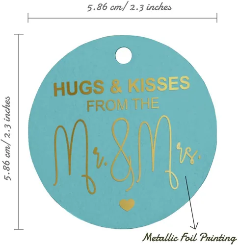 Miniatura 6 de Etiqueta colgante de papel de aluminio dorado Abrazos y besos de la etiqueta de recuerdo de boda 50 piezas