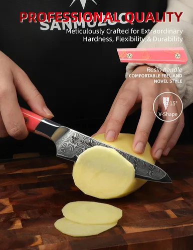 Miniatura 2 de Cuchillo de Utilidad de Cocina de 5 Pulgadas, Cuchillo de Chef Profesional de Cocina, Acero en Polvo de Damasco Ultra Afilado con Mango de Resina