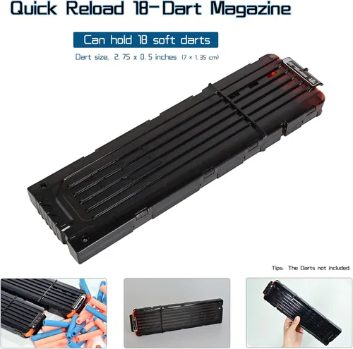 Miniatura 3 de Paquete de 2 cargadores de clip de recarga rápida de 18 dardos para Nerf N-Strike Elite Series (negro)