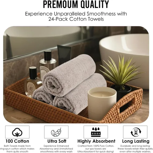 Miniatura 5 de Toallas de baño_Paquete de 12 toallas de baño beige (paquete de 12, 27 pulgadas de ancho x 54 pulgadas de largo), color beige, toalla de algodón