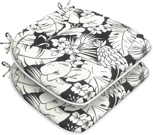 Miniatura 42 de DYTXIII Juego de 2 cojines para sillas de exterior con lazos, almohadillas repelentes al agua para sillas de patio de 17 x 16 pulgadas para muebles
