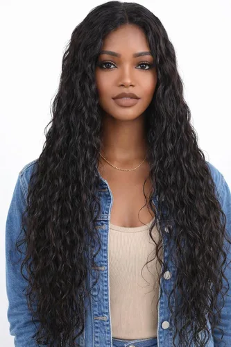 Miniatura 49 de Peluca de cabello humano con encaje frontal en T de 13 x 4 pulgadas, peluca de encaje HD rizado profundo sin pegamento, línea de cabello