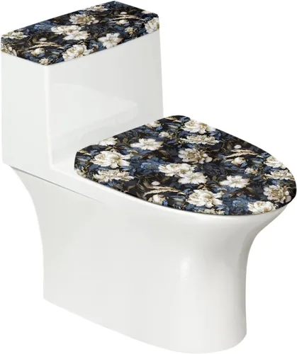 Miniatura 30 de Flashideas Juego de cubierta para tanque y tapa de inodoro con estampados de patas de perro coloridas - Elástico, se adapta a la mayoría de tanques