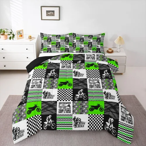 Juego de edredón para niños y niñas, juego de ropa de cama de motocross, edredón deportivo para niños y niñas, motocicletas, deportes extremos,