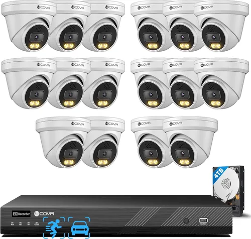 Miniatura 13 de 4COVR Sistema de cámara de seguridad de 16 canales, comunicación bidireccional y visión nocturna a todo color inteligente, detección inteligente AI
