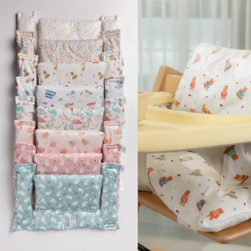 Miniatura 8 de Juego de Cojín Impermeable y Compatible con Stokke Tripp Trapp - Fácil de Limpiar para Recién Nacido - 100% Algodón (Oso de Peluche / 49.5 Piezas)
