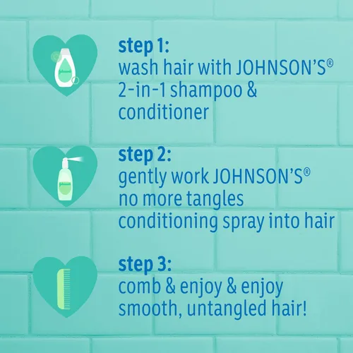 Miniatura 3 de Johnson's No More Tangles - Spray desenredante para niños pequeños y niños para desenredar nudos en el cabello, hipoalergénico y sin parabenos