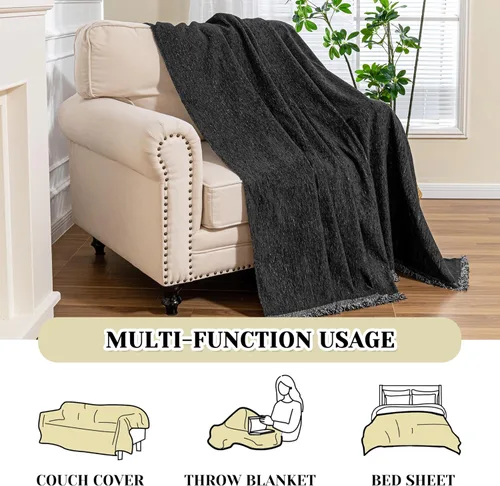Miniatura 7 de MEETSKY Funda Negra de Silla de Tamaño Grande, Funda de Chenilla para Sillón/Sofá de 1 Cojín para Perro, Fundas de Sofá Protector de Muebles