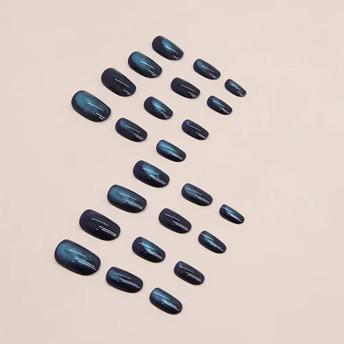 Miniatura 3 de Uñas postizas cortas ovaladas a presión de almendra, 24 unidades, cobertura completa, reutilizables, con pegamento, uñas adhesivas con diseños