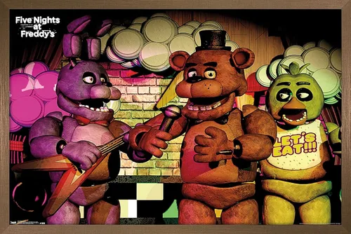 Miniatura 12 de Trends International Five Nights at Freddy's - Póster de pared de banda, 14.725 x 22.375 pulgadas, versión enmarcada de madera de granero