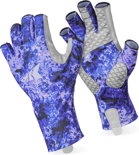 Miniatura 13 de KastKing La Sal Guantes de pesca UPF50+ Guantes de sol Guantes de protección UV Guantes sin dedos para hombres y mujeres para exteriores, kayak