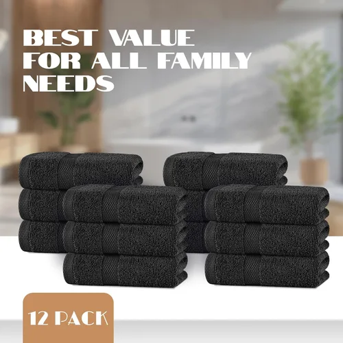 Miniatura 4 de Toallas de mano blancas clásicas para baño [paquete de 12] Toallas de mano de algodón a granel para gimnasio, cocina y spa, 16x27 pulgadas, toallas
