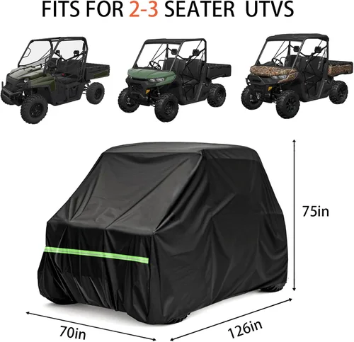 Miniatura 7 de Funda para UTV de 2 a 3 plazas, impermeable, resistente, 600D, lado a lado, compatible con Polaris RZR Ranger Can-Am Defender Teryx Pioneer