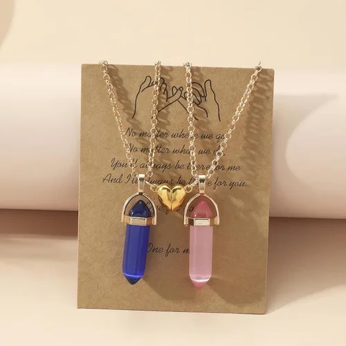 Miniatura 7 de Collar magnético de corazón dividido a juego para parejas, colgante de atracción mutua de cristal, regalo de joyería de amistad para mejores amigos