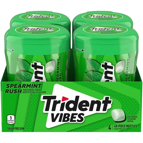 Miniatura 20 de Trident Vibes SOUR PATCH KIDS - Goma de mascar sin azúcar de frambuesa azul, 4 botellas de 40 piezas (160 piezas en total)