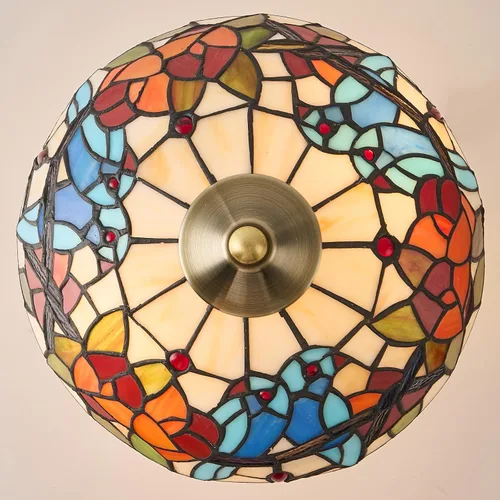 Miniatura 4 de Lámpara de mesa estilo Tiffany, lámpara de mesa de vidrio manchado, lámpara de decoración antigua artesanal para mesita de noche, dormitorio, sala
