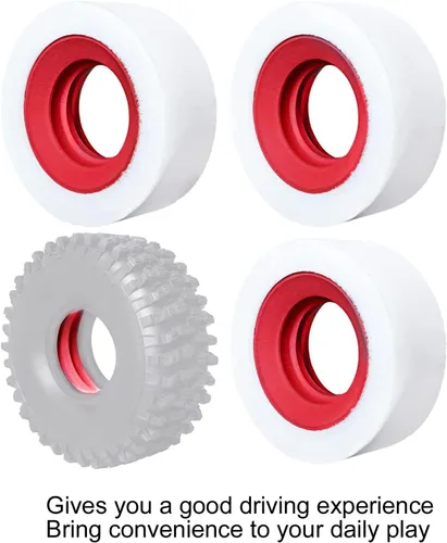 Miniatura 3 de 4 piezas de espuma para neumáticos RC, esponja suave de doble etapa de 2.2 pulgadas, espuma para neumáticos RC para 1/10 1/8 RC Crawler (rojo)