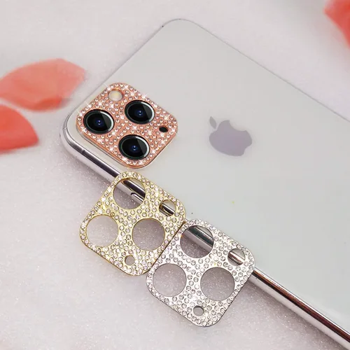 Miniatura 9 de Protector de lente brillante para iPhone 12 Pro Max, cubierta de cámara con purpurina 3D, diamantes de imitación, puntos brillantes, decoración