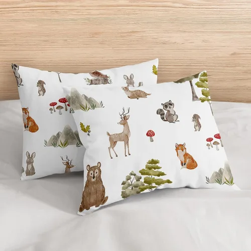 Miniatura 5 de Sweet Jojo Designs Juego de edredón de bosque forestal con animales para niños y niñas, unisex, tamaño Queen, edredón de tamaño completo para niños