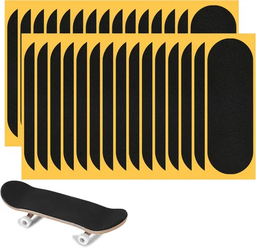Miniatura 7 de WINDIR 24 piezas de cinta de agarre de espuma + 1 pantalón de dedo para diapasones, 1.496 x 4.331 in, patinetas MiNi de madera negro profesional 24