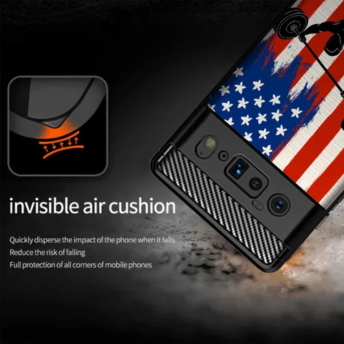 Miniatura 4 de Case Compatible with [Google Pixel 6A (2022) / Pixel 6A Case] Slim TPU Carbon Fiber Accent Scratch and Drop Protector USA Sporst Flag Theme