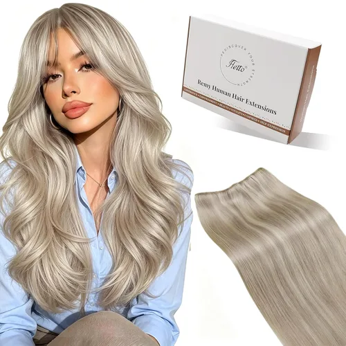 Miniatura 12 de Hetto - Extensiones de cabello humano real para coser, color negro azabache, #1, 12 pulgadas, 2.47 onzas Adhesivo suave, fuerte, uso diario