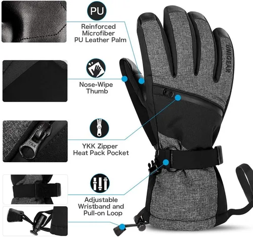 Miniatura 6 de Guantes de esquí Unigear impermeables para pantalla táctil, guantes de snowboard, para clima frío, para hombres y mujeres.