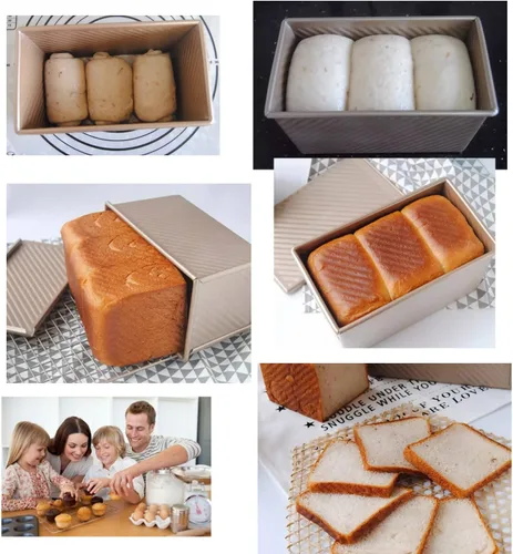 Miniatura 6 de monfish Pullman - Molde para pan con tapa, molde para tostadas de pan, bandeja de pan corrugado con tapa de 1 libra de masa de acero alluminumado