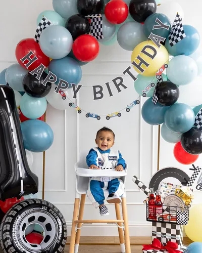 Miniatura 7 de Vintage Racing Cars Birthday Banner Set 2ct