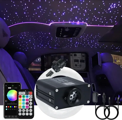 AKEPO - Kit de luces de fibra óptica de 16 W, parpadeante, tamaño pequeño, controlada por música, 550 hebras, 9.8 pies + 0.03 pulgadas, aplicación