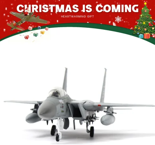 Miniatura 7 de NUOTIE El modelo F-15C American Eagle Aircraft es un modelo de avión de combate de metal fundido a presión de doble motor 1:100, adecuado para fines