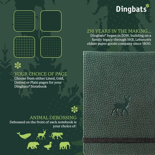 Miniatura 2 de Dingbats* - Cuaderno Wildlife Squared Reporter A6 - Diario de bolsillo con tapa dura de cuero sintético PU para trabajo, viaje - Bolsillo, cierre