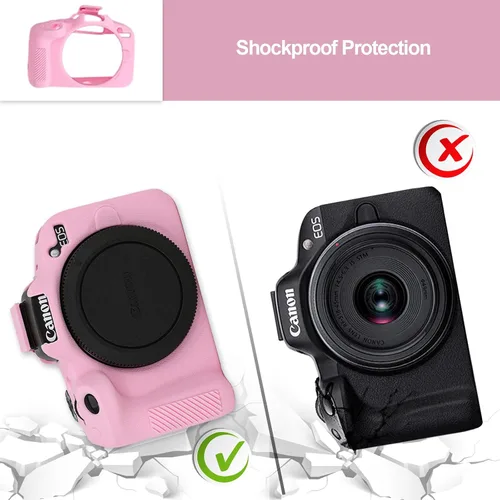 Miniatura 4 de VOVMOEYA Compatible con Canon EOS R50 - Kit de accesorios para funda de cámara [con 2 películas LCD templadas], funda protectora de silicona EOS R50