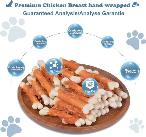 Miniatura 6 de Perro Mastica Cachorro Aperitivos De Entrenamiento De Pollo Envuelto Hueso De Calcio Sin Cuero Crudo Golosinas Para Perros 0.5lb/227g
