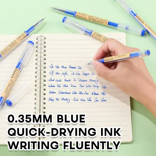 Miniatura 2 de Paquete de 12 bolígrafos de tinta de gel azul, punta extrafina de 0.014 in, papelería de estilo japonés, secado rápido, sin mancha, sin sangrado