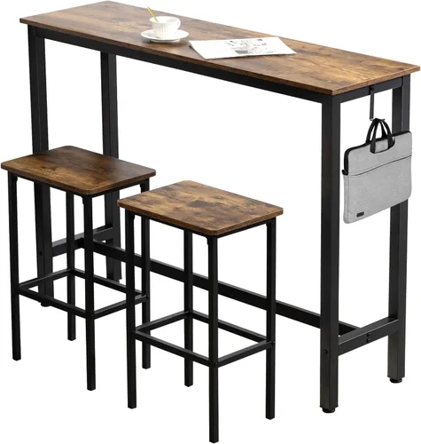 Miniatura 12 de Finnhomy Juego de mesa de bar, mesa de pub de 39.3 pulgadas, mesa rectangular de altura de barra, mesa de bar con taburetes, juego de mesa de cocina