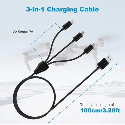 Miniatura 6 de Alitutumao Cable de carga USB tipo C 3 en 1 compatible con DJI Mini 3 Pro, Mini 4 Pro, Mavic 3, Air 2S, Avata Drone DJI FPV Control remoto