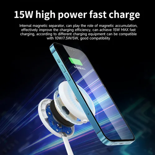 Miniatura 4 de Qi2 - Almohadilla de carga magnética portátil de 15 W - Cargador inalámbrico rápido para iPhone 16/15/14/13, AirPods, PD y QC carga rápida, incluye