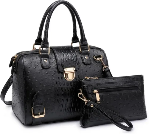 Miniatura 12 de Dasein - Bolso de mano para mujer, diseño de barril, cuero vegano, bolso de hombro, con asa superior, a la moda, bolso de trabajo