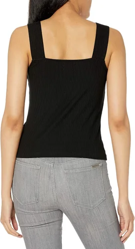 Miniatura 3 de The Drop Jody - Camiseta sin mangas de punto acanalado recortada con cuello cuadrado para mujer