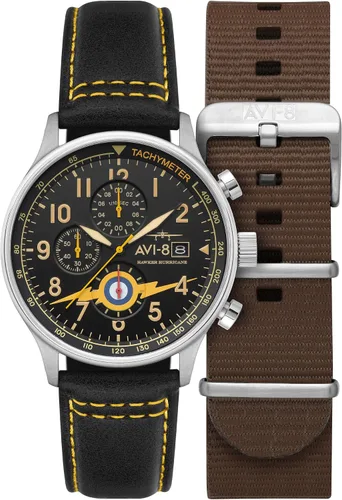 Miniatura 28 de Reloj analógico AV-4011 Hawker Hurricane, con mecanismo de cuarzo japonés, con correa de piel, de AVI-8