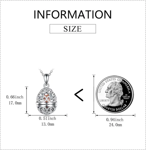 Miniatura 2 de AXELUNA Fox Necklace Sterling Silver Easter Egg Necklace Fox Pendant Animal Jewelry Gifts for Women Girls Birthday Graduation Gift
