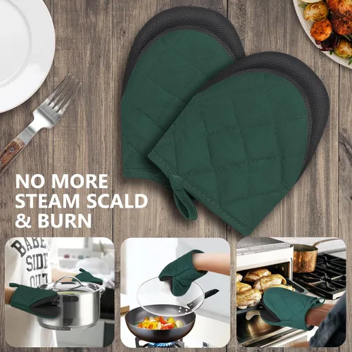 Miniatura 7 de 1 par de manoplas cortas para horno - Guantes de horno de silicona para cocina, resistentes a altas temperaturas de 500℉, mini manoplas