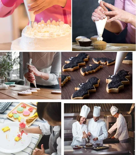 Miniatura 7 de Paquete de 100 bolsas de repostería desechables de plástico, para pasteles, glaseado, pastelería, pastelería, pastelería, herramienta de decoración
