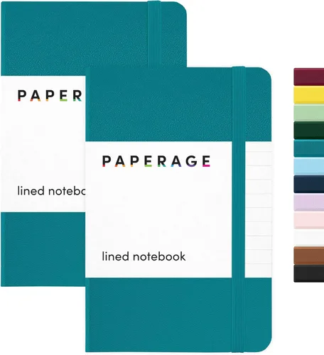 Miniatura 14 de Juego de 2 cuadernos blocs de notas de bolsillo pequeño, pauta universitaria, 3.7 x 5.6 pulgadas, minidiario de tapa dura, papel grueso de 3.5 Negro