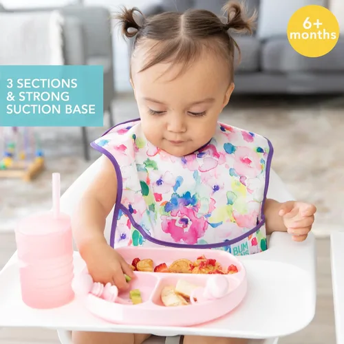 Miniatura 3 de Bumkins Plato de succión para niños pequeños y bebés, plato de agarre dividido para bebés y niños, destete LED para bebés, suministros