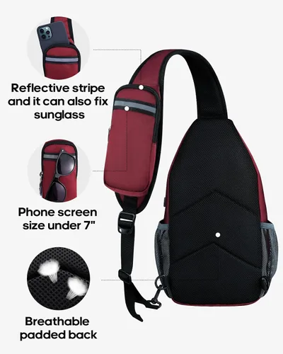 Miniatura 97 de WATERFLY Bolsa pequeña de senderismo: mochila cruzada para el pecho, mochila para hombres y mujeres con correa de hombro agradable a la piel